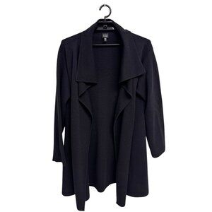 Eileen Fisher Italian yard drape cardigan long sweater black 100% wool size L